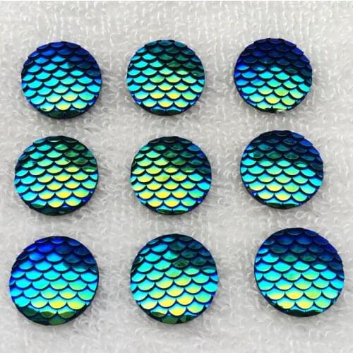 100pcs/lot 20mm round resin figure of fish scale Flatback Rhinestone Faceted Art Supply Decoration Charm Craft