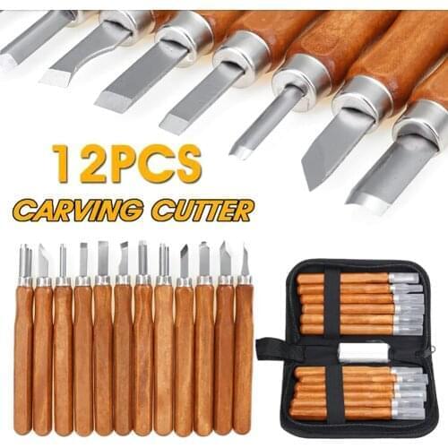12Pcs Wood Carving Chisels Knife For Basic Wood Cut DIY Tools and Detailed Woodworking Gouges Hand Tools With Storage Case