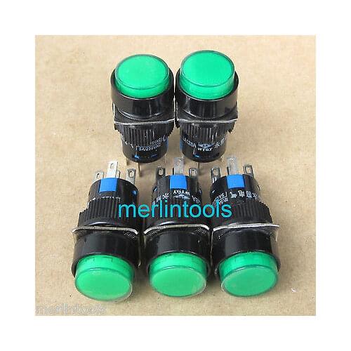 5Pcs 16mm Normally Open/Closed Lighted Push Button Switch