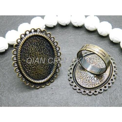 50pcs large Ring Blanks bezels,mounts Adjustable Antique Bronze Ring Base 18x25mm pad cameo basement lead and nickle free