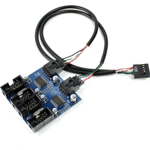 9pin USB header Male 1 to 2 / 4 Female Extension Cable Card Desktop 9-Pin USB HUB USB 2.0 9 pin Connector Adapter Port Multilier
