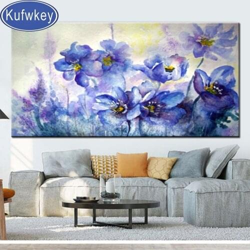 New Modern Abstract blue Flower diy handwork embroidery diamond painting Modern Minimalist Orchid Poster Wall Home art