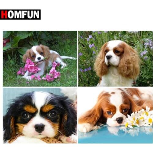 HOMFUN Diamond Painting Full Square/Round Diamond "Dog animal pet" Pattern Embroidery Cross Stitch 5D Rhinestone Painting