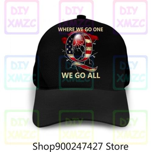Where We Go Baseball Cap One We Go All Qanon Letter Q Usa Q Flag Black Hats