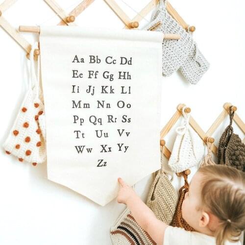 Baby Room Large Alphabet Wall Decor Childrens Room Canvas Banner Decorative Pendant Language Letter Cognition Newborn Gifts