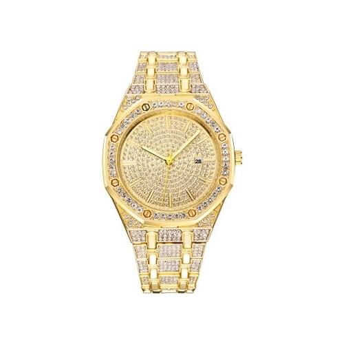 Europe and the United States creative new diamond-encrusted alloy steel belt mens watches full of stars calendar watches