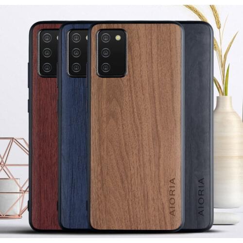 WoodLike case for Samsung Galaxy A02S 164.2mm soft TPU Hard PC with PU leather skin covers coque fundas for Samsung A02S