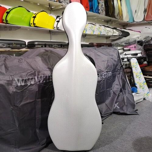 Good quality cello case 4/4 cello case carbon fiber cello hard case 3.6kg white stripe color