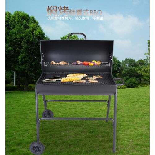 Black outdoor charcoal stove,smoked furnace, charcoal BBQ grill,outdoor bbq grill,wood-burning stove
