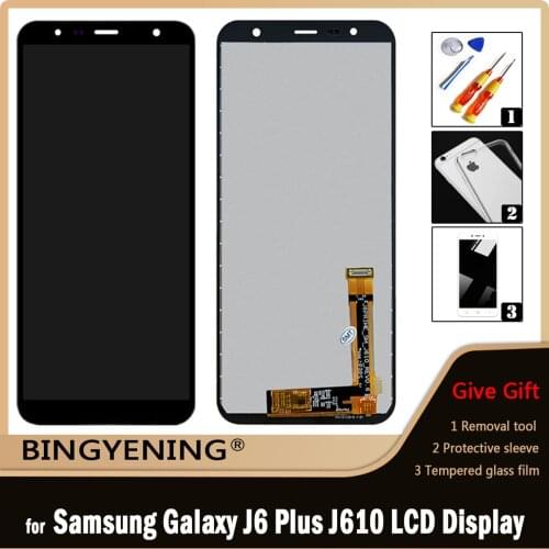 For Samsung Galaxy J6 Plus J6+ J610 J610F J610FN Full LCD Display Screen Touch Digitizer Assembly with Frame Replace