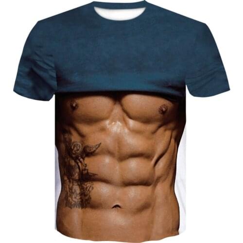 Muscle T shirt Men Abdominal Muscles Funny T shirts Black T-shirts 3d Mens Clothing Punk Rock Fashion men clothing streetwear