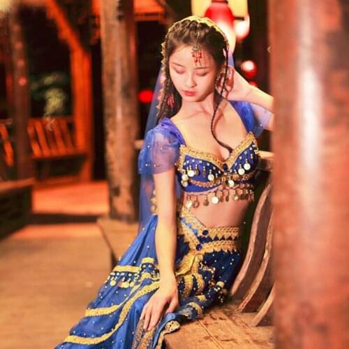 Indian Bollywood Dance Performance Costumes Dress for Women Adult Classical Chinese Dance Suits Halloween Cosplay Dance Clothes
