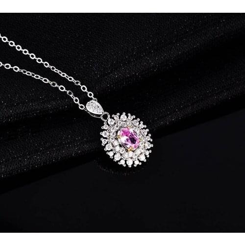 KOFSAC New Fashion Silver Color Necklaces For Women Exquisite Full Zircon Oval Pendant Necklace Lady Party Fine Jewelry