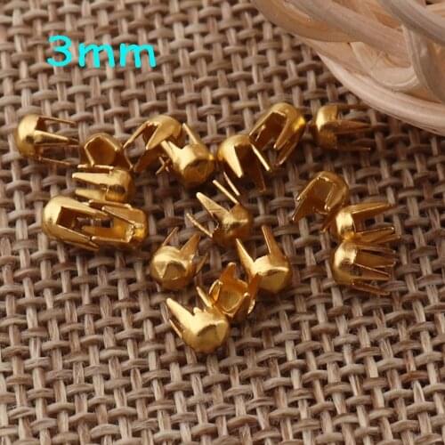 200-500 Gold Nailhead 3mm Round Studs,Fastener Brads,Prong Leather Craft Belt Rivet,Bedazzler Jewelry Stud Rapid Nailhead