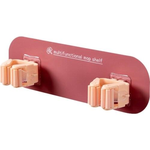 Mop Hook Wall Hook 2 Slots Punch Free Toilet Bathroom Kitchen Hook Mop Holder Shelf Broom Clip for Cleaning Tools AA