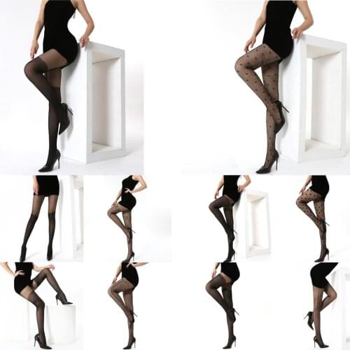 Fashion Women’s Ladies Sheer Black Tights Soft Stretchy Flower Polka Dots Pantyhose 9 Patterns