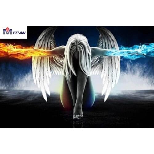 MYTIAN 5D Diamond Painting Full Square Diamond Ice Fire Angel Embroidery Cross Stitch Rhinestone DIY Mosaic Home Decor Stickers