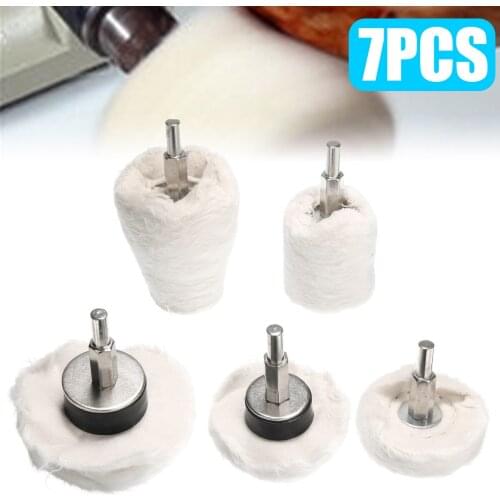 New 5Pcs Cotton Polishing Buffing Wheel Mop Cotton Polishing Waxed Wheel with 1/4" Round Shank For Car Drills Metal Stainless