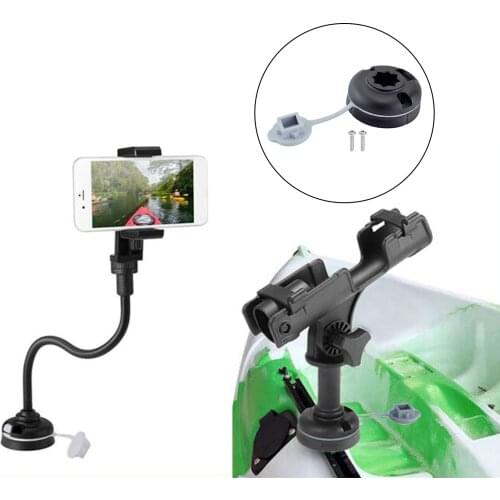 Kayak Sail Boats Fishing Pole Holder Mount Base Durable Black PP Plastic Easy