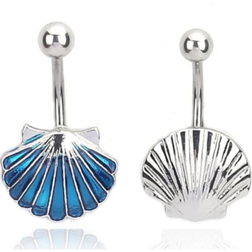 New design shell pendant Surgical Steel Belly Button Ring Navel Piercing Body jewelry