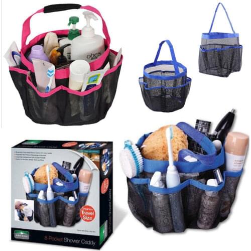 Hot Portable Bath Bags Quick Dry Storage Bags Hanging Mesh Bathroom Bag Shower Tote Caddy Cosmetics Organizer with 8 Pockets