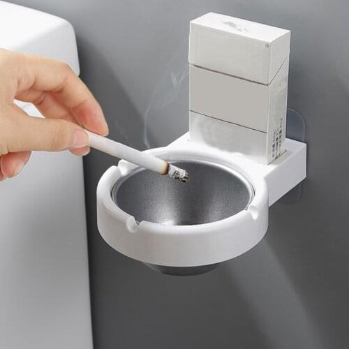 Portable Stainless Steel White Ashtray Home Living Room Office Bathroom Wall-Mounted Storage Rack