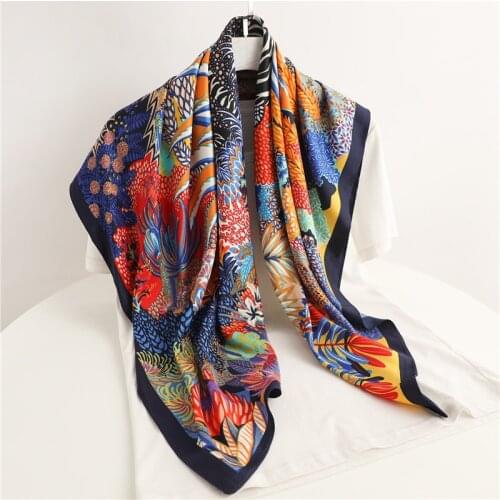 Twill Summer Square Scarf For Women Headscarf Hair Wrap Female Design Headband Print Shawl Neckerchief Foulard Hijab Bandana