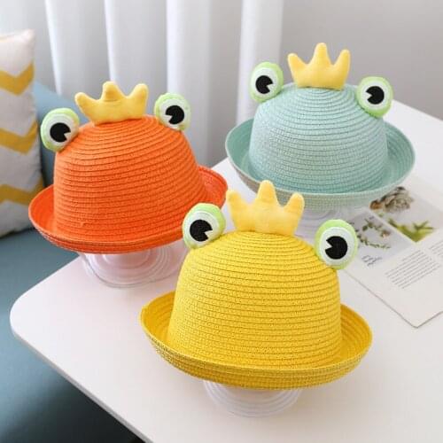 Childrens straw hat 2-5 years old sun shade fisherman hat summer baby hat cute super cute frog pot hat