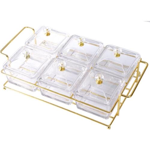Glass fruit bowl snack tray compartment with lid household living room snack tray candy nuts dried fruit melon seeds dish