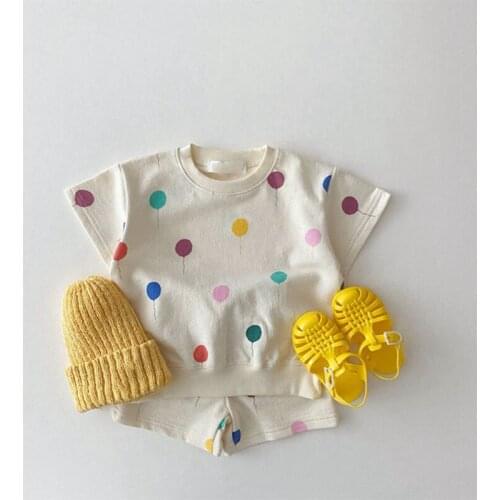 Balloon Cartoon Baby Boys T Shirt Shorts Korean Style Summer Clothing Sets Children 2021 Clothes For Newborns 0-5 Y Teenagers