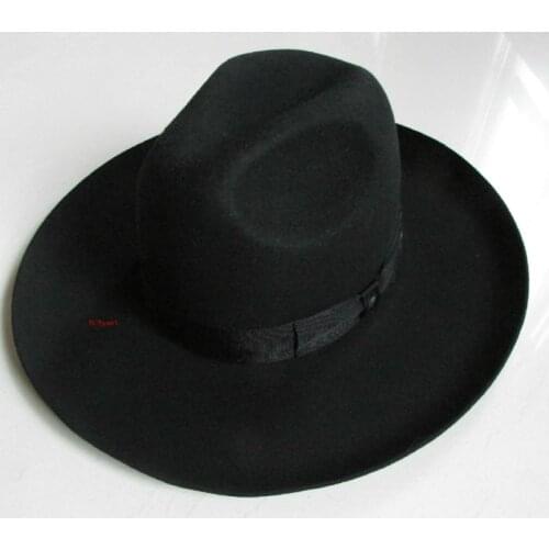 Adult 100% Wool Top Hat Export Original Sheet / Israeli Jewish Hat / Felt Hat with Big Eaves 10cm Brim Woolen Fedora Hats