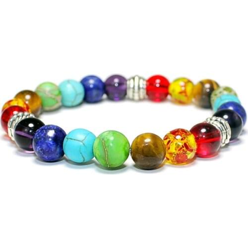 1 x Bracelet Natural Stone Bracelet Chakra 7 Healing Balance Beads BraceletJewelry Gift