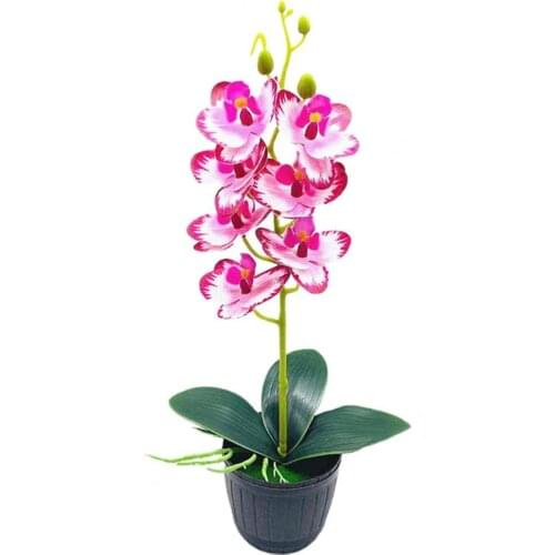 1 Set Artificial Orchid Flowers Pot Natural-Looking Plastic Showcase Shelf Imitation Potted Plant Home Decor Simulation Bonsai
