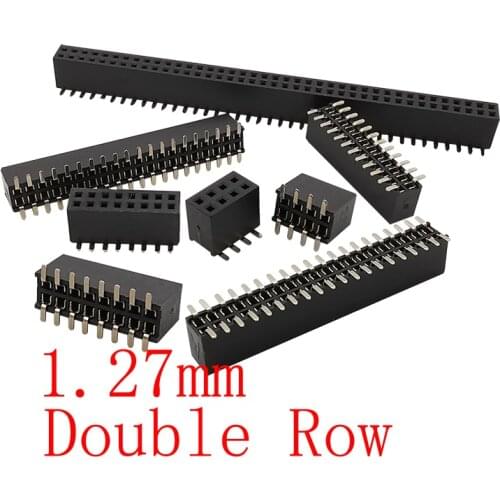 10Pcs/lot 1.27mm SMD Double Row Pin Header Female PCB Board Strip Connector 1.27 mm Pinheader Socket 2x3P~2x50Pin