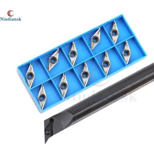 10pcs VBMT1604 Carbide Insert Cutter 1pc S20R-SVQBR16 S25S-SVQBR16 Inner Hole Turning Tool Holder SVQBL Arbor CNC Lathe Tool Set