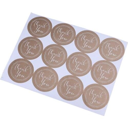 120Pcs/lot Kraft Paper Thank you Sealing Sticker Cake Baking Sealing label Sticker Or Envelope DIY Lable Sticker