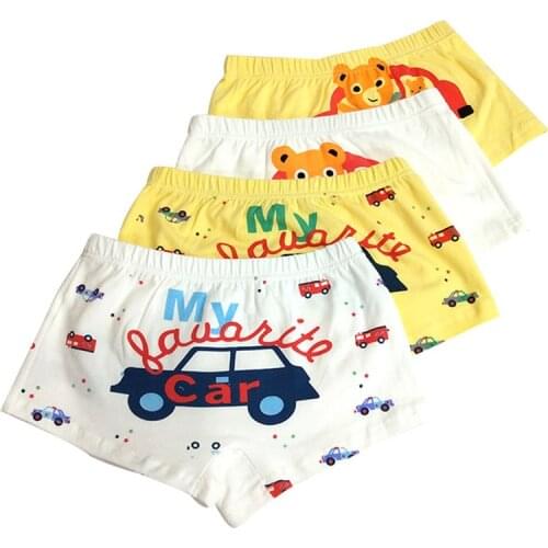 2 Pcs Boys Underwear Kids Teen Panties Cartoon Car Boy Boxers Briefs Cotton Teenager Underpants Children Shorts Panties for Baby