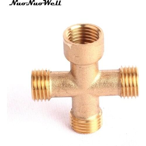 2pcs NuoNuoWell M14 Thread Brass 4 Way Cross Connector Water Gun Adapter Sprayer Splitter Blow head Parts Sprinkler Fittings