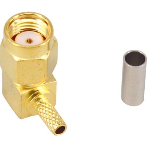 4 Pieces RP SMA Male Plug 90 Degree Crimp RG174 RG316 LMR100 Cable Right Angle RF Coaxial Connector