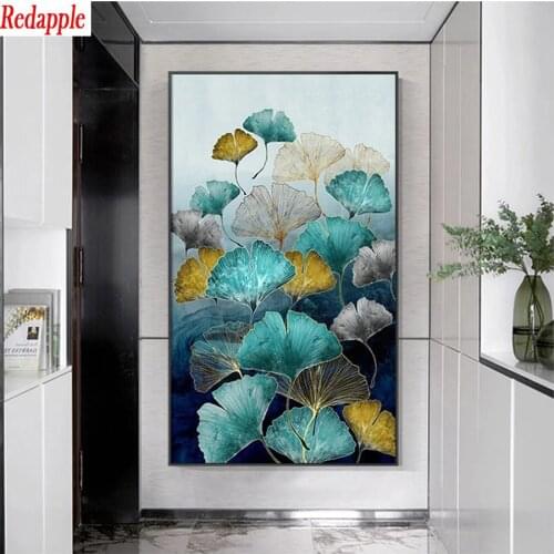 Diamond Embroidery Abstract art, golden, green leaves Picture Of Diamond Painting Full Square round drill Mosaic Cross Stitch