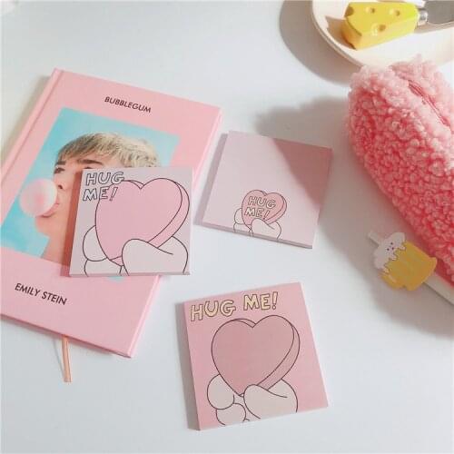 Ins 50 Sheets Cute Pink Memo Pad Hand-held Love Note Book Student Creative Diy Message Book Kawaii Stationery school supplies