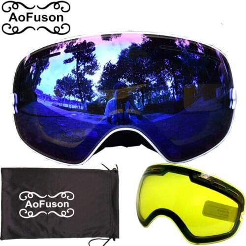 Brand Double Anti-fog Big Spherical Ski Goggles Professional Men Women Skiing Mask Snow Goggles With Night Vision Lens 2021