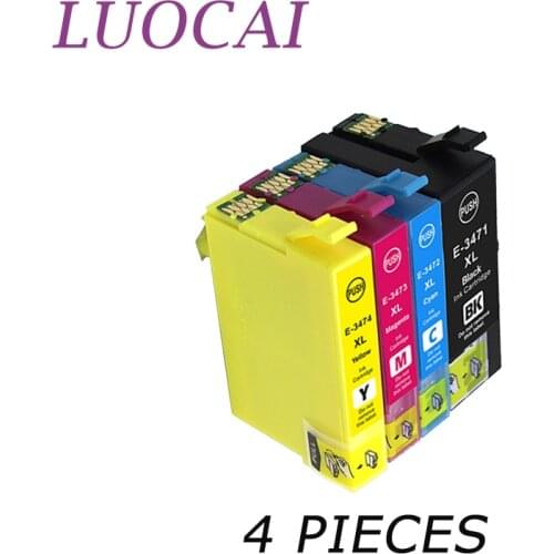 LuoCai Ink Cartridge Compatible For Epson 34XL T3471 T3472 T3473 T3474 For Epson WorkForce Pro WF-3725DWF 3720DWF t3471 Printers