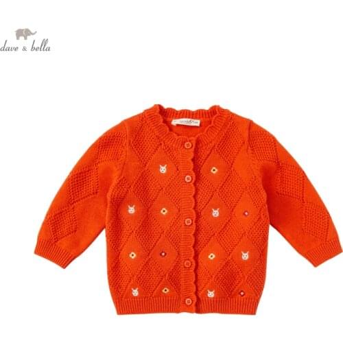 DBZ19743 dave bella autumn infant baby girls fashion cartoon cardigan kids girl toddler coat children cute knitted sweater