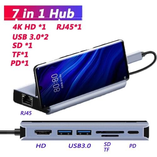Type C USB Hub Dex Station HDMI Hub Usb 3.0 PD Charging SO/TF/DF Card Slot USB C HDMI Hub for Laptop Macbook Dock Adapter