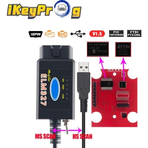 ELM327 USB FTDI With Switch Code Scanner HS CAN and MS CAN Super Mini ELM327 V1.5 Bluetooth ELM327 FOR SCAN USB