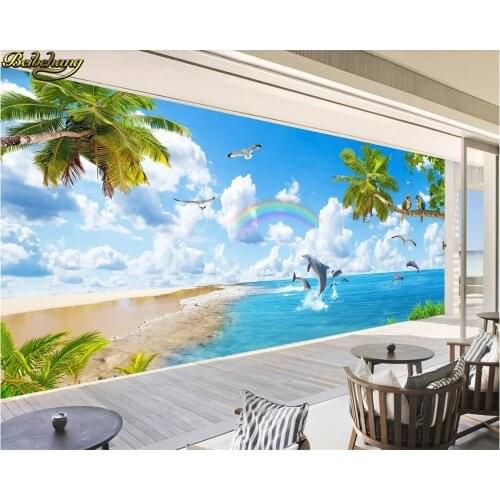 Beibehang Custom Photo Wallpaper Mural Maldives Hawaii Dolphin Bay Huge HD Landscape Painting wall papers home decor