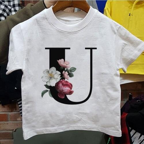 Girls Tshirts Alphabet Boy Round Neck Fashion T Shirt Girl Clothes Short Sleeve O Collar 2-8 Years Old Girl Top Chidren Top Tee