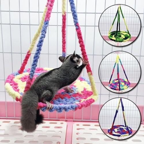 Hamster Guinea Pig Hammock Climbing Rope Mesh Hammock Swing Hanging House Bed Adventure Swing for Rat Ferrets Chinchillas