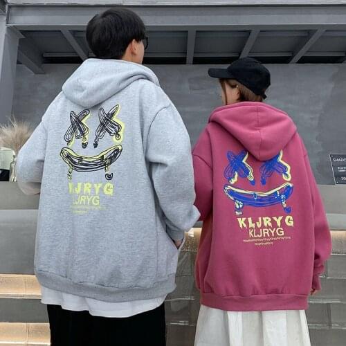 Korean Streetwear Casual Oversize Woman Sweatshirt Hooded 2021 Autumn Couple Hoodies Fashion Mens Graphic Printed